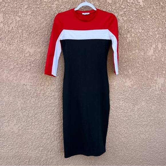 Zara Dresses & Skirts - Zara Women's Bodycon Knee Length Dress Size Small Colorblock Classy Sexy‎ Chic